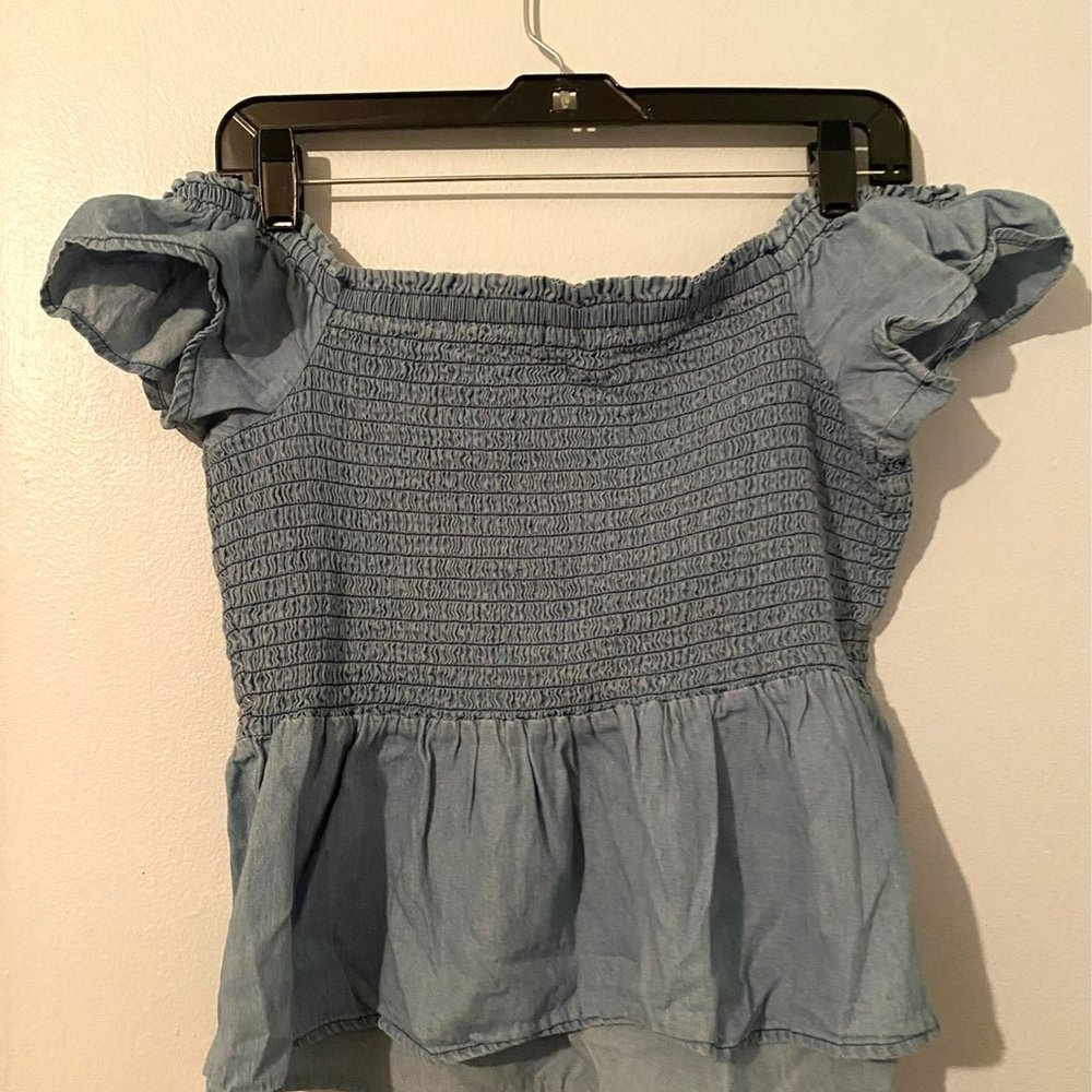 Aeropostale denim looking peplum blouse